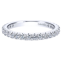 14k White Gold Contemporary Style Straight Wedding Band Diamond